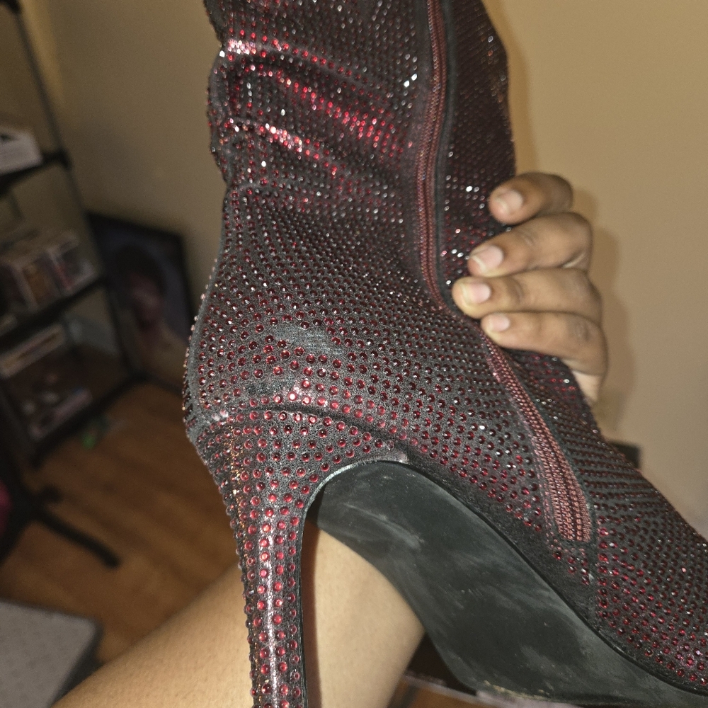 *Final Price* Torrid Slouchy Heel Bootie - Rhinestone Red 11.5 (WW) - Picture 4 of 9